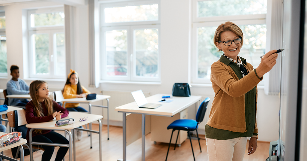 Teacher and students in a classroom