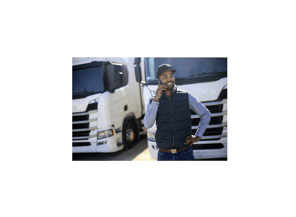Truck driver talking on the phone