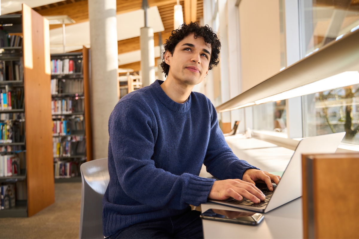 student on computer