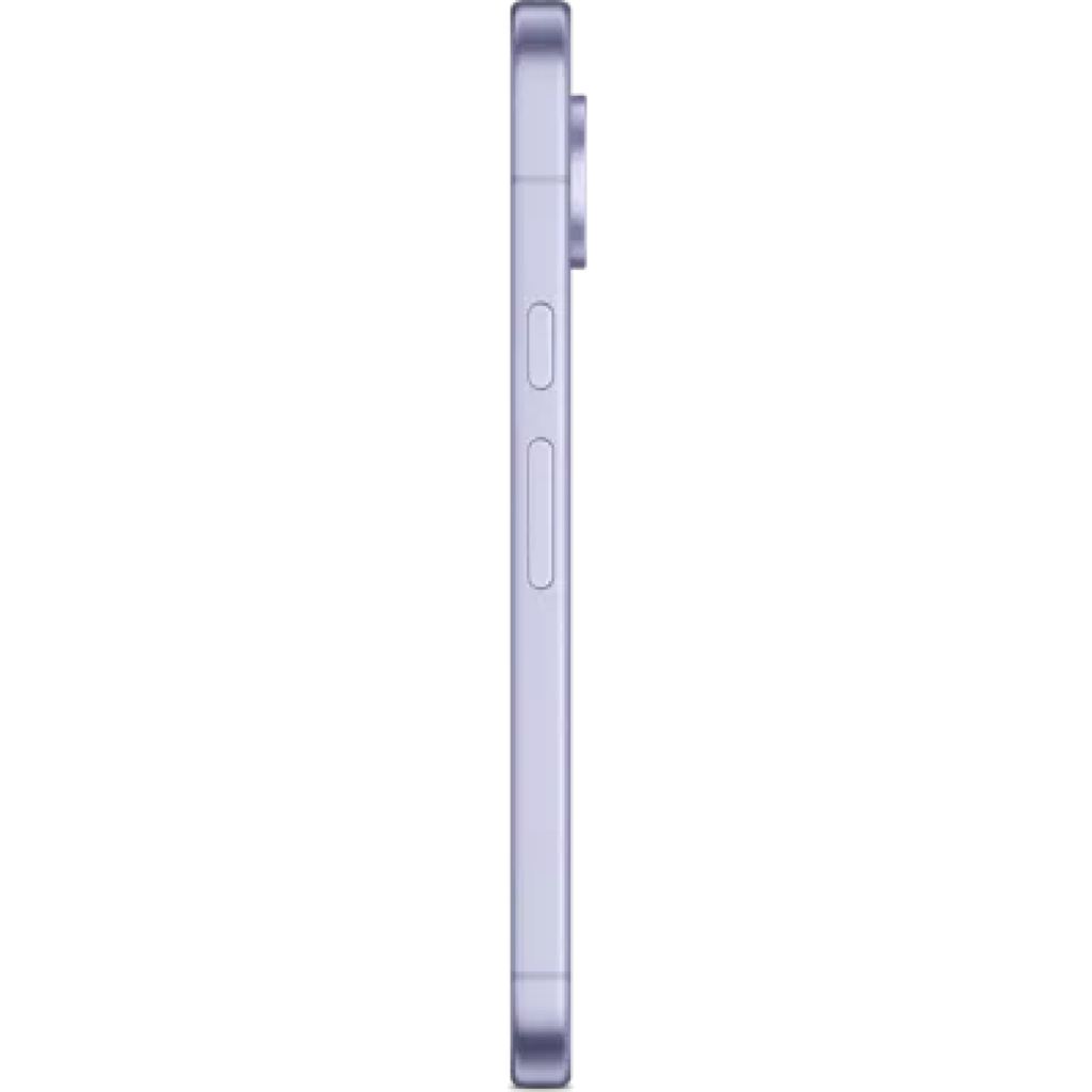 Side view of a slim lavender smartphone showing its volume and power buttons on the right edge